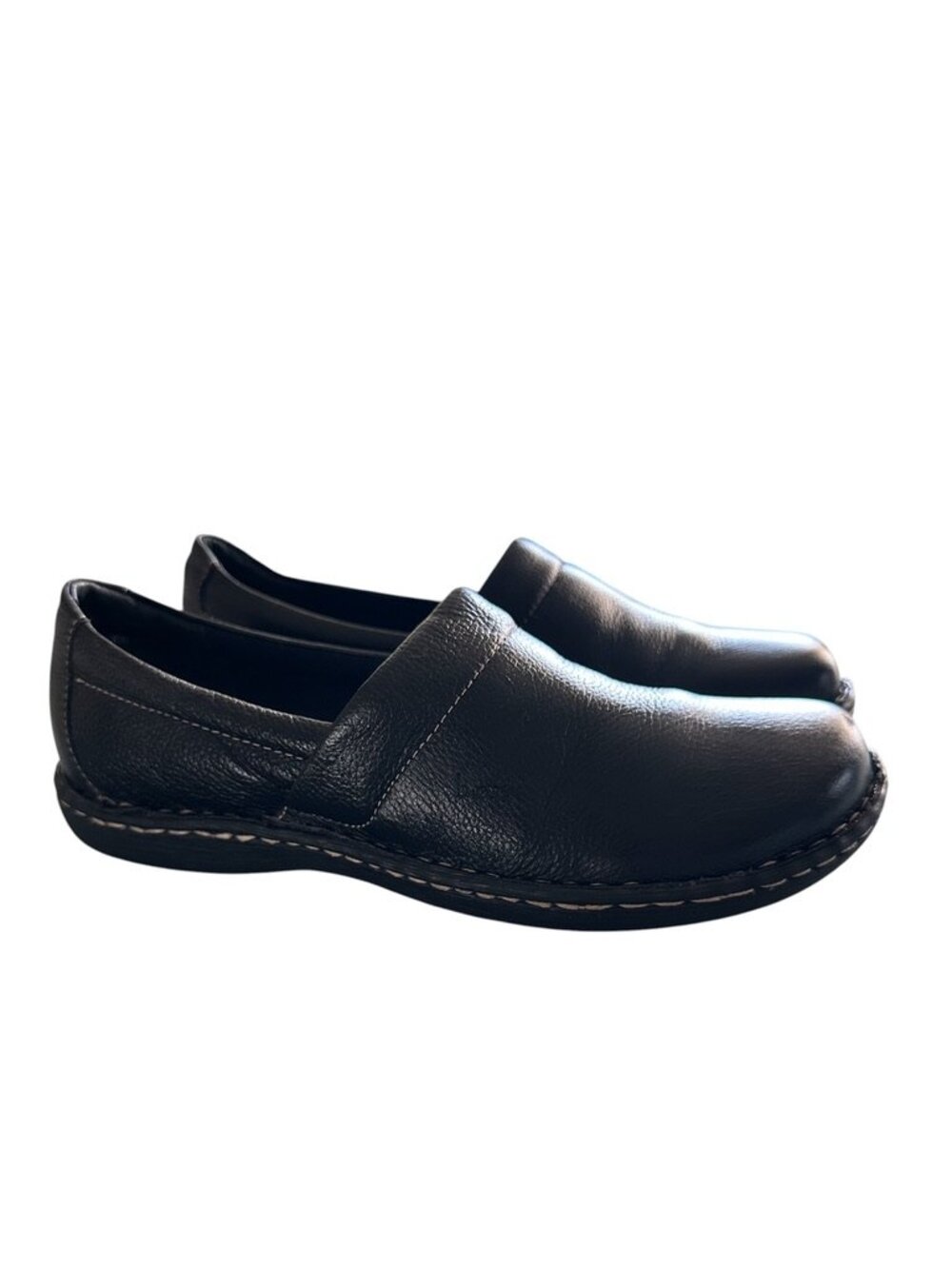 b.o.c. Born Concept Black Leather Clogs Mules Comfort Slip On Shoes Women 8M